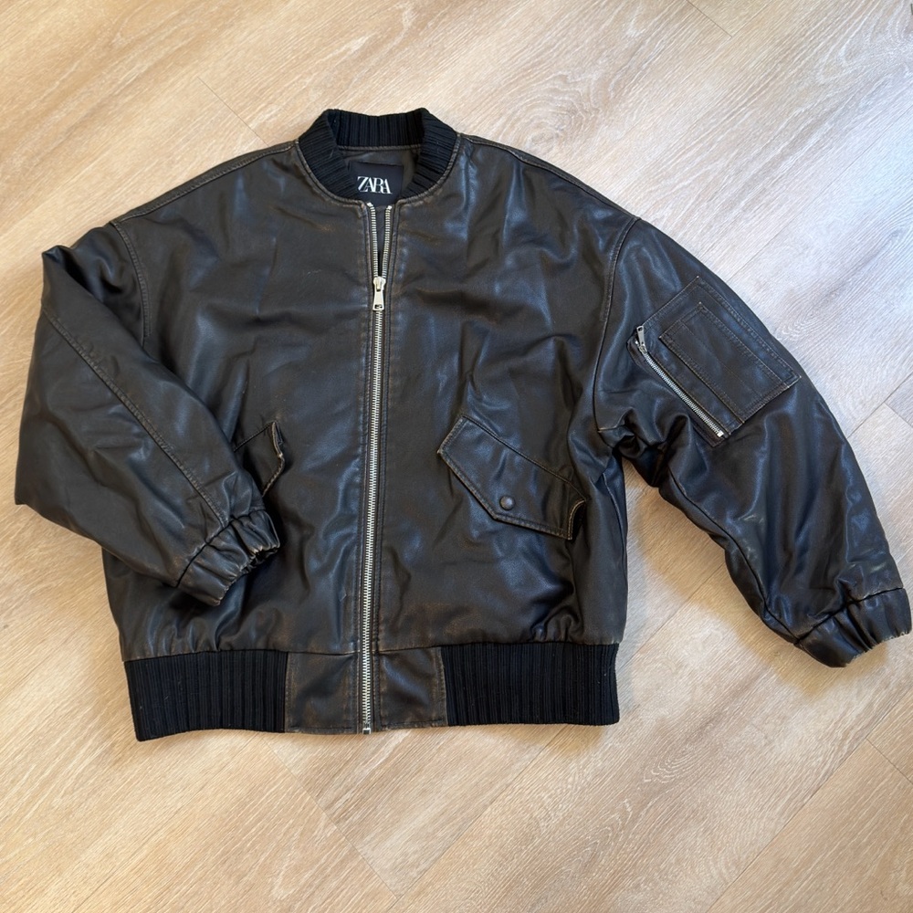 Zara Dark Brown Bomber Jacket